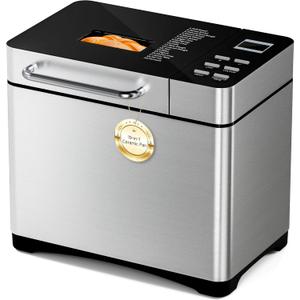 19-In-1 Bread Maker Machine, 2LB With Fruit & Nut Dispenser | 19 Programs, 2LB Capacity, Automatic Fruit & Nut Dispenser, 3 Loaf Sizes, 3 Crust Colors, 15H Timer And 1H Keep Warm