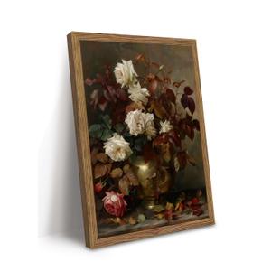Vintage Framed Wall Art Moody Floral Dark Academia Decor Aesthetic 16x24 In