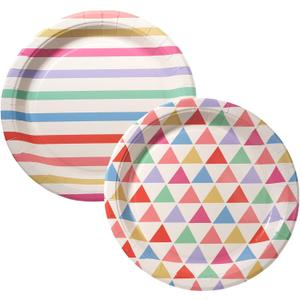 Cheerland Colorful Birthday Party Plates Multicolored Rainbow Party Decoration Supplies Dessert Confetti Paper Plate for Kids Birthday Celebration Baby Shower Decorations Tableware Supplies Pack Of 24