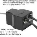 3Female Telephone Splitter Adapter Cable,Telephone Landline Cable Connector and Separator (RJ12 6P6C-3 Pack)