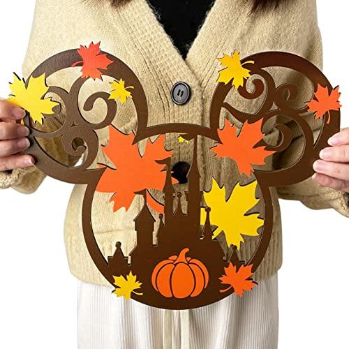 Thanksgiving Door Decorations Fall Mouse Wooden Door Hanging Sign Thanksgiving Sign Photo Prop for Indoor Outdoor Wall Decor Fall Party Supplies