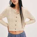 Cropped Cardigan Button Down Spring Lightweight Sweaters 2026, L