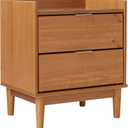 Walker Edison Blythe Mid-Century Modern Tray-Top 2-Drawer Nightstand, 20 Inch, Caramel