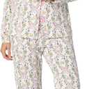 Bed Head PJs Womens Matching Pajamas - Soft Organic Cotton Long Sleeve Button Down PJ Top & Pants Set, Loungewear & Sleepwear (XX-Small, Bunny Blooms)