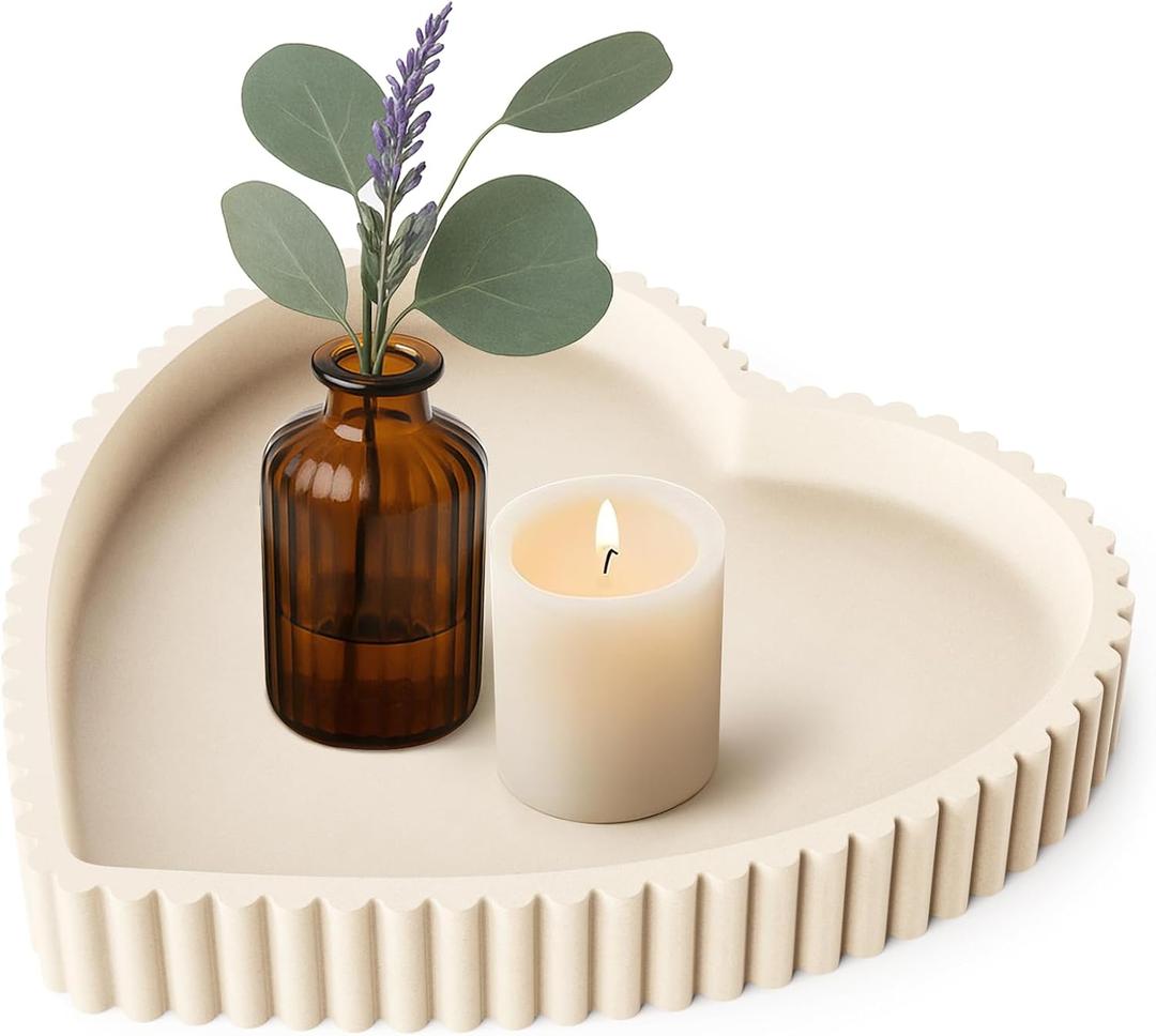 Heart Shape Decorative Tray for Coffee Table Decor, Concrete Tray Home Decor, Bandejas Decorativas, Heart Design Coffee Table Centerpiece