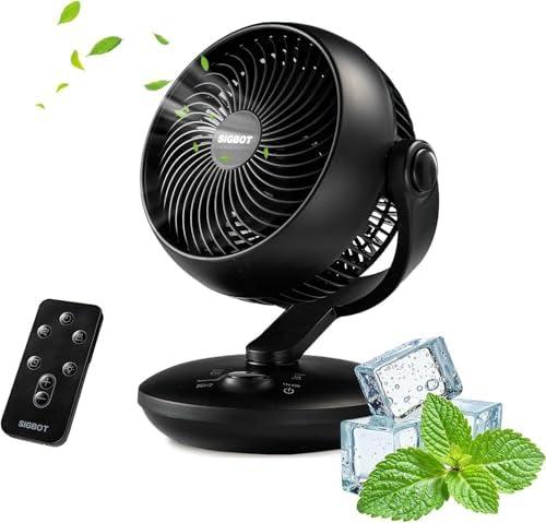 SIGBOT Fan for Bedroom with Remote,Ultra Quiet Desk Fans,with 3 Modes,8 Speeds,9-Hour Timer,10 inch,High-Velocity Cooling,Auto Oscillation Table Fans,Touch Control,for Home,Dorm&Office