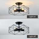 5-Light Farmhouse Semi Flush Mount Ceiling Light Fixture, Modern Black Ceiling Light, Industrial Close to Ceiling Light with Metal Hexagon Cage Ceiling Lamp for Kitchen, Hallway, Bathroomcloset