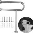 Toilet Grab Bar 23.4 Inch, YuanDe Wall to Floor Brushed Nickel Bathroom Safety Bar w/Anti-Slip Knurled Grip, Stainless Steel Handicap Grab Bar with Leg,Support Bar for Disabled Elderly Pregnant