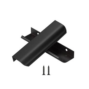 homdiy 10 Pack 5 inch Black Cabinet Pulls Edge Finger Pulls for Cabinets Dresser Drawer Handles for Kitchen Cupboard Flat Hidden Handles Aluminum Alloy