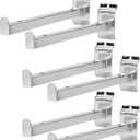 SOUJAP 6 PCS 12 Inch Silver Slatwall Shelf Brackets, 30cm Straight Arm Gridwall Deluxe Hooks, Slatwall Panel Display Hooks for Garage, Home