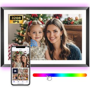 FANGOR 10.1" WiFi Digital Picture Frame with LED Light, Electronic Photo Frames with 32GB Memory Support USB/SD Card, 1280x800 IPS Touch Screen, Share Moments Instantly via Uhale Anywhere