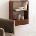 Kate and Laurel Kato Modern Wall Shelf with Drawer; 18 x 24; Walnut Brown; Decorative Over the Toilet Shelf for Use as Bathroom Storage or Living Room Display Shelf