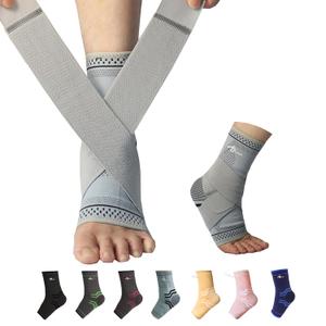 ABIRAM Ankle Brace, Ankle Compression Sleeve for Sprained Foot, Foot Sleeve (1 Pair) with Wrap, Ankle Support, Plantar Fasciitis Relief Socks, Achilles Tendonitis, Women & Men (Large, Gray)