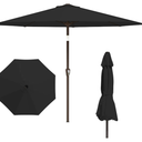 11FT Patio Umbrella, Outdoor Umbrella with with 8 Sturdy Fiberglass Ribs,Market Table Umbrella with Push Button Tilt and Crank,Suit for Backyard,Garden,Pool,Deck, Black