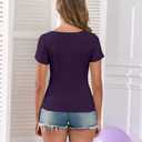 Womens Crewneck Casual Short Sleeve Basic T-Shirt Going Out Top (Purple, XL)