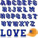 WILLBOND 52 Pcs Self Adhesive Chenille Letter Patches, 2.2/2.8 Inch A-Z Embroidered Alphabet Stickers for Clothes Bags Hats DIY Craft Supplies Christmas Personalized Gifts(Dark Blue,2.2 Inch)