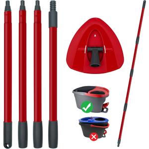 Mop Handle for Ocedar, Spin Mop Handle for O Cedar, 4-Section 30" to 58" Extendable Mop Handle Replacement for Ocedar, Mop Stick and Base for Ocedar Floor Cleaning, American Threaded Joint