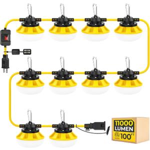 100FT Switch LED String Lights: 100w 11000lm ETL Certified Bright Industrial Outdoor Temporary Lighting Construction Hanging IP65 Waterproof 18AWG Wire Work Light for Attic Jobsite Garage 100FT Switch LED String Lights: 100w 11000lm ETL Certified Bright Industrial Outdoor Temporary Lighting Construction Hanging IP65 Waterproof 18AWG Wire Work Light for Attic Jobsite Garage