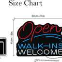 Large Open Walk Ins Welcom Neon Sign,Led Open Business Signs for Shop Bar Club Pub.Super Bright Light Red Open Black Backboard for Barber Shop or Restaurant,12V Powered., 24 inches x 18 inches
