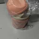 2 Pcs Plastic Mini Wastebasket Trash Can with Swing Lid with 120 Trash Bags, Tiny Desktop Waste Garbage Bin for Home, Office, Kitchen, Vanity Tabletop, Bedroom, Bathroom (Pink + Beige)