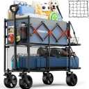 Double Decker Collapsible Wagon with Brakes,Compact with Tailgate