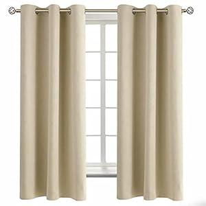 BGment Beige Room Darkening Curtains 63 Inches Long 2 Panels Set, Sunlight Blocking Thermal Insulated Grommet Window Treatment Drapes for Bedroom, Each Panel 42 x 63 Inch