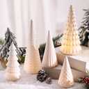 Weysat 5 Pcs 9.8in Lighted Ceramic Christmas Tree White Light Up Tabletop Decoration Porcelain Xmas Tree with Light Assorted Figurine Gift for Mantle Desktop Window Holiday Table Centerpiece Decor