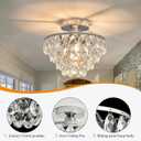 YYJLX Modern E26 Small Crystal Chandelier Semi Flush Mount Ceiling Light Fixture Silver Ceiling Lamp for Hallway Bedroom Bathroom Closet Bedroom Foyer Chrome