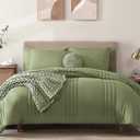 Monbix King Size Comforter Set - 7 Pieces Bed in a Bag King, Light Sage Green Bedding Sets with Comforter, All Seasons Comforter Bed Set with Sheets, Pillowcases & Shams (King(102"X90"))