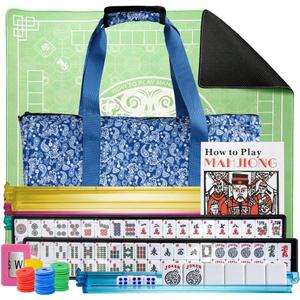 American Mahjong Set with Mat and Racks, 166 Melamine Tiles, 22.04 x 22.04 inches