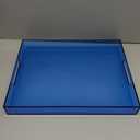 Large Acrylic Tray Ottoman Coffee Table Tray with Handles 17x13'' Decorative Serving Platter for Food Tea Dinner Snack Eating Bar Party, Blue