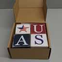 4th of July Decorations, 4Pcs USA Star Wooden Sign, Patriotic Decorations Rustic Farmhouse Table Decorations for Independence Day Gift Party Table Tired Tray Decor