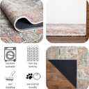 Keen Home Design 3x5 Rug - Machine Washable Entry Rug with Non-Slip Backing, Ideal for Enteryway, Kitchen, Bathroom, Laundry Room - Vintage, Easy Clean, Durable, Low Pile - (3' x 5') (Orange/Offwhite)