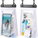 2 Pack Large Waterproof Phone Pouch, IPX8 Double Sealing Floating Waterproof Bag for iPhone 16 15 14 Pro Max Sumsang S25 S24 Google All Devices (White+White)