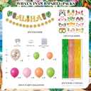 Hawaiian Luau Party Decorations Aloha Birthday Supplies Tropical Theme Decor with Foil Fringe Curtains Fun Paper Glasses Latex Balloon Garland Kit Summer Beach Photo Booth Props