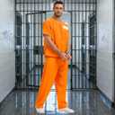 Prisoner Costume Men Orange Prisoner Jumpsuit for Halloween Costume Prison Inmate Outfit Jail Uniform (XX-Large, Short Sleeve)
