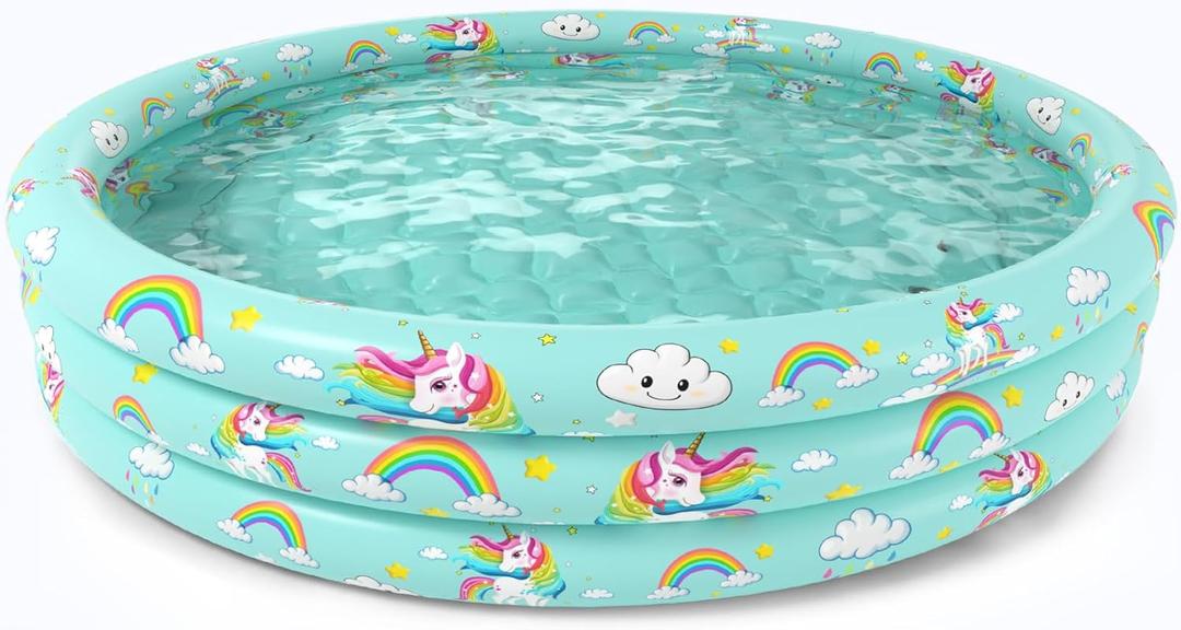 Jasonwell Inflatable Baby Kiddie Pool - Toddler Pool Kids Paddling Baby Swimming Pools Blow Up Ball Pit Infant Wading Pools for Backyard Piscina Inflable para Nios (59in Unicorn)