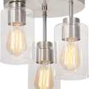 Semi Flush Mount Ceiling Light 3-Light Brushed Nickel Flush Mount Ceiling Light Fixtures with Clear Glass Shade, Modern Kitchen Ceiling Light for Bedroom Stairs Porch Hallway Entryway