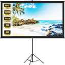 Projector Screen with Tripod Stand, Easy Setup Indoor Movie Screen, Lightweight Foldable Projection Screen for Camping, Home Theater, 100in, 16:9 4K