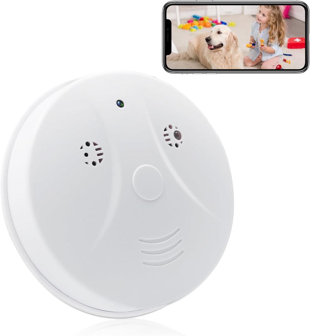 Security Cameras WiFi Camera Smoke Detector Hidden Camera Video HD 1080P Wireless Small Nanny Cam Real-Time Spy Camera for Home with Night Vision and Motion Detection
