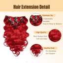 24 Inch Red Clip in Hair Extensions,Soft Real Human Hair 120g 7pcs,Brazilian Remy Sliver Clip ins for Women,Honey Red Clip ins Silky Body Wave Hair Extensions
