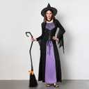 Muspeczenith Women Halloween Witch Broom with Ribbons Party Favor Photo Booth Accessories Halloween Decorations (Black, 50 Inch)