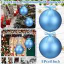 Zubebe 2 Pcs 8" Giant Fillable Christmas Ornaments with Ribbons Oversized Plastic Xmas Balls for Outdoor Lawn Yard Decor, Tree Hanging, Holiday Gifts(Matte Light Blue)