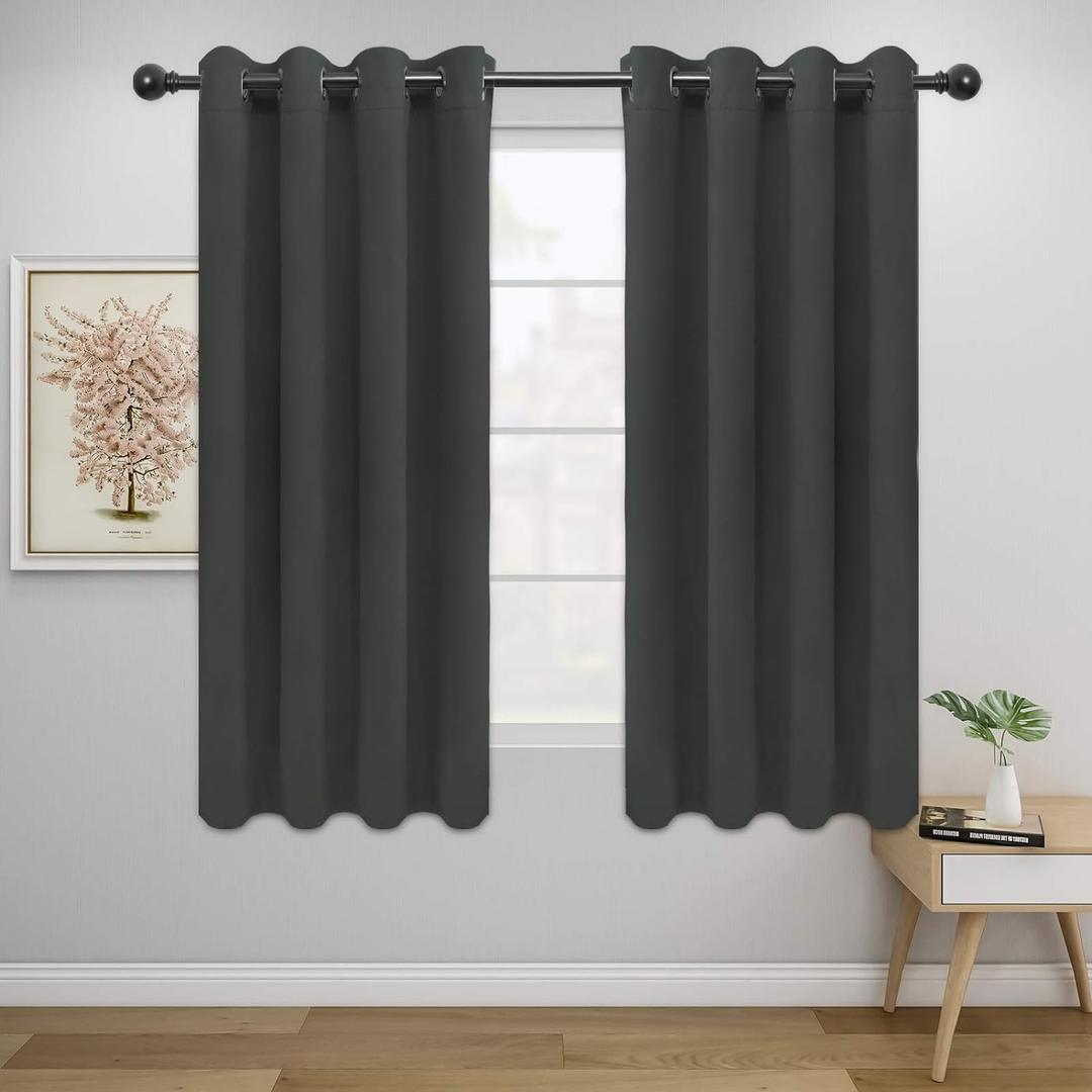 Easy-Going Blackout Curtains for Bedroom, Solid Thermal Insulated Grommet and Noise Reduction Window Drapes, Room Darkening Curtains for Living Room, (52"W x 46"L (Pack of 2))