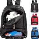 Youth Soccer Bag Outdoor Sport Backpack for Soccer, Basketball,Volleyball with Shoes and Ball Compartment. (Black)
