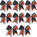 8 PCS Large Glitter Cheer Bows 8" Hair Bows Sparkly Cheerleading Softball Team Bow Hair Ponytail Holder Accessories for cheerleaders football Competition Sports- Red Black White