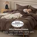 Bedsure 100% Washed Cotton Duvet Cover King Size - Brown Minimalist Bedding Set Linen Like - PureWoven Plain Simple & Soft Comforter Cover for All Seasons (Brown, King, 104"x90")
