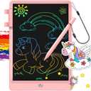 FLUESTON LCD Writing Tablet, Doodle Board Toys Gifts for 3-8 Year Old Girls Boys, 10 Inch Colorful Electronic Board Drawing Pad for Kids, Christmas Gifts for Toddler Educational Learning Travel, Pink (11"W x 7.5"H)