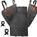 2 in 1 Dog Car Seat Cover for Back Seat, 100% Waterproof, Holds 500 Lbs, 600D Heavy Duty Scratch Proof, Hard Bottom Back Seat Extender for Dogs, Dog Hammock for Cars, SUV and Trucks (Black)