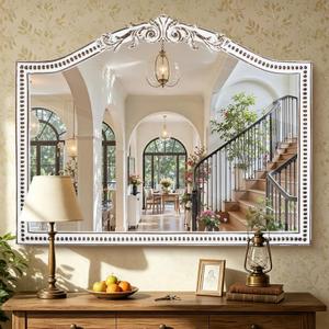 Ornate Baroque Arch Wall Mirror: 32x42 Inch Large Decorative Wood Mirrors